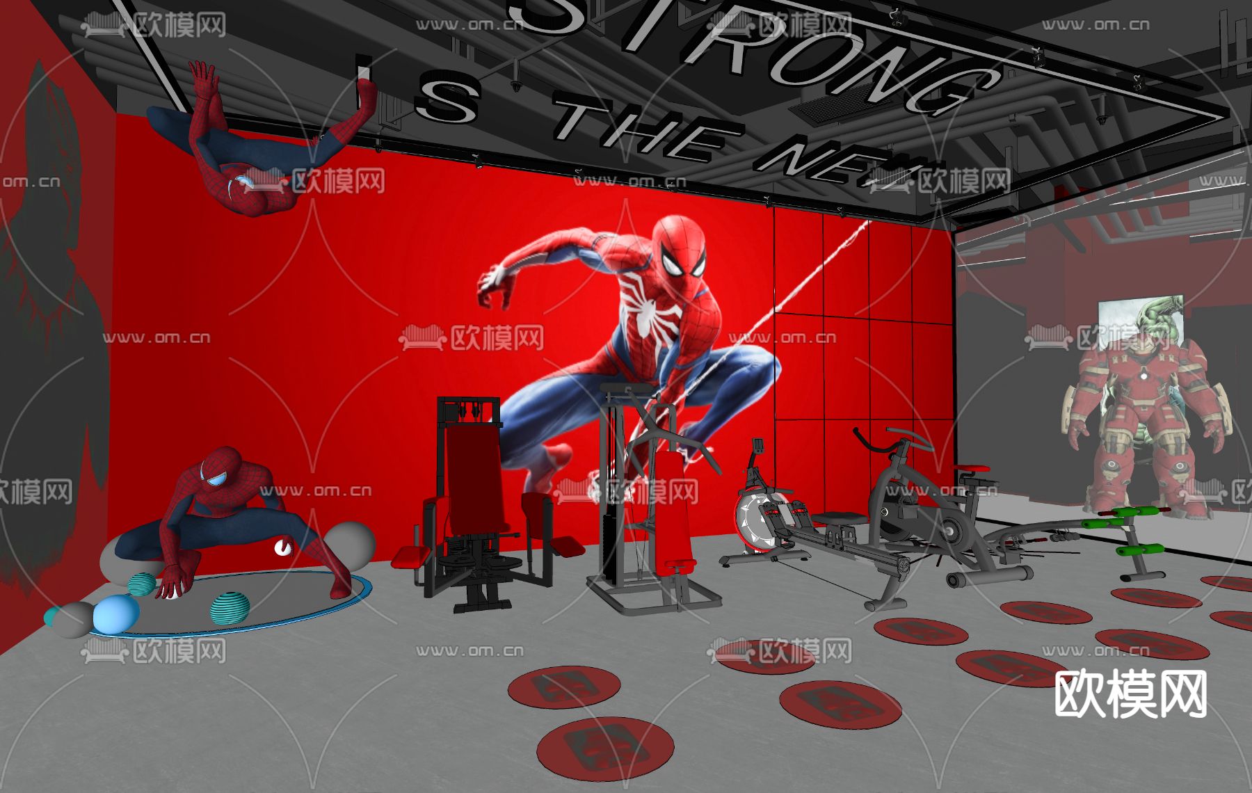 现代健身房su模型下载（渲染图1）
