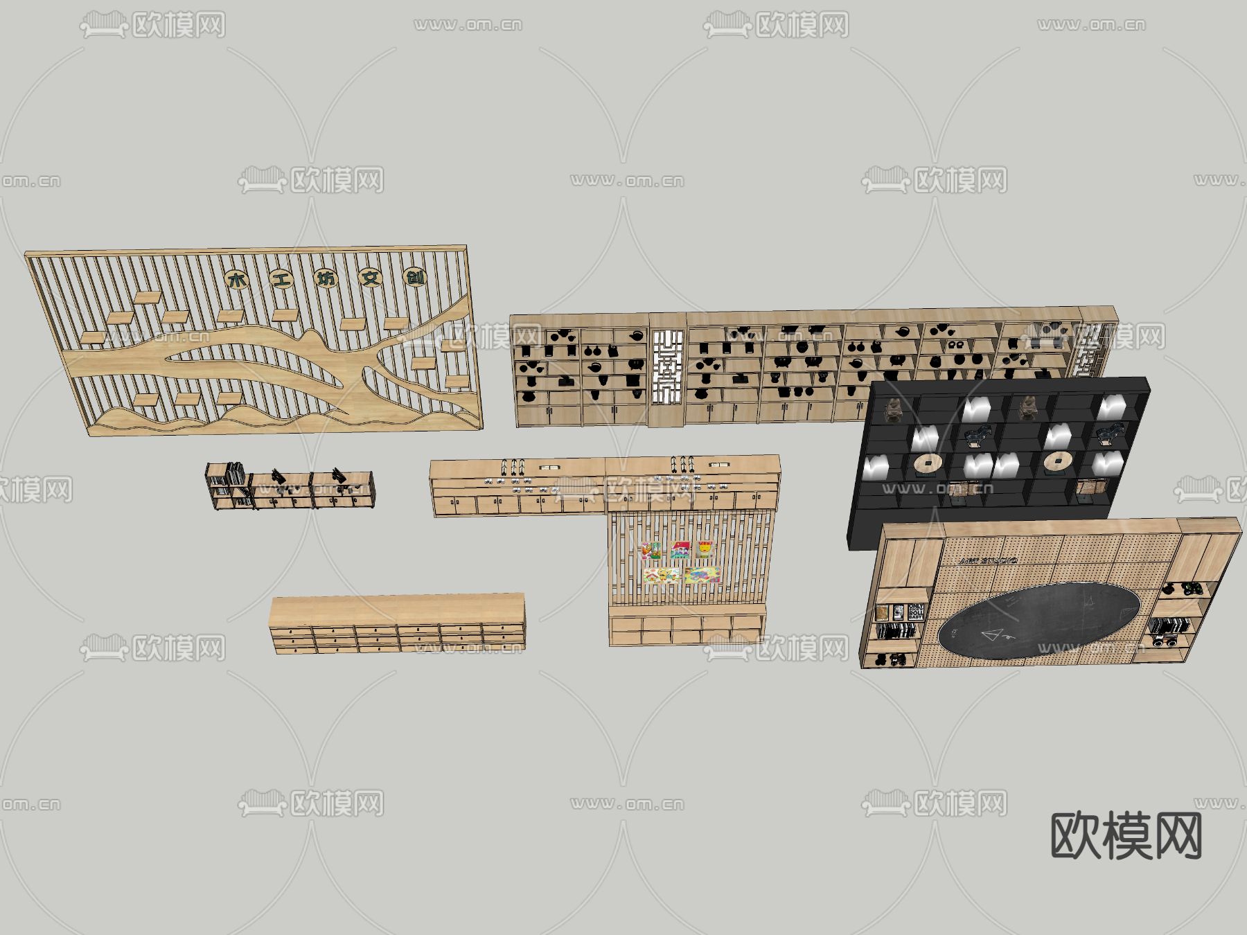 现代展柜 展架su模型