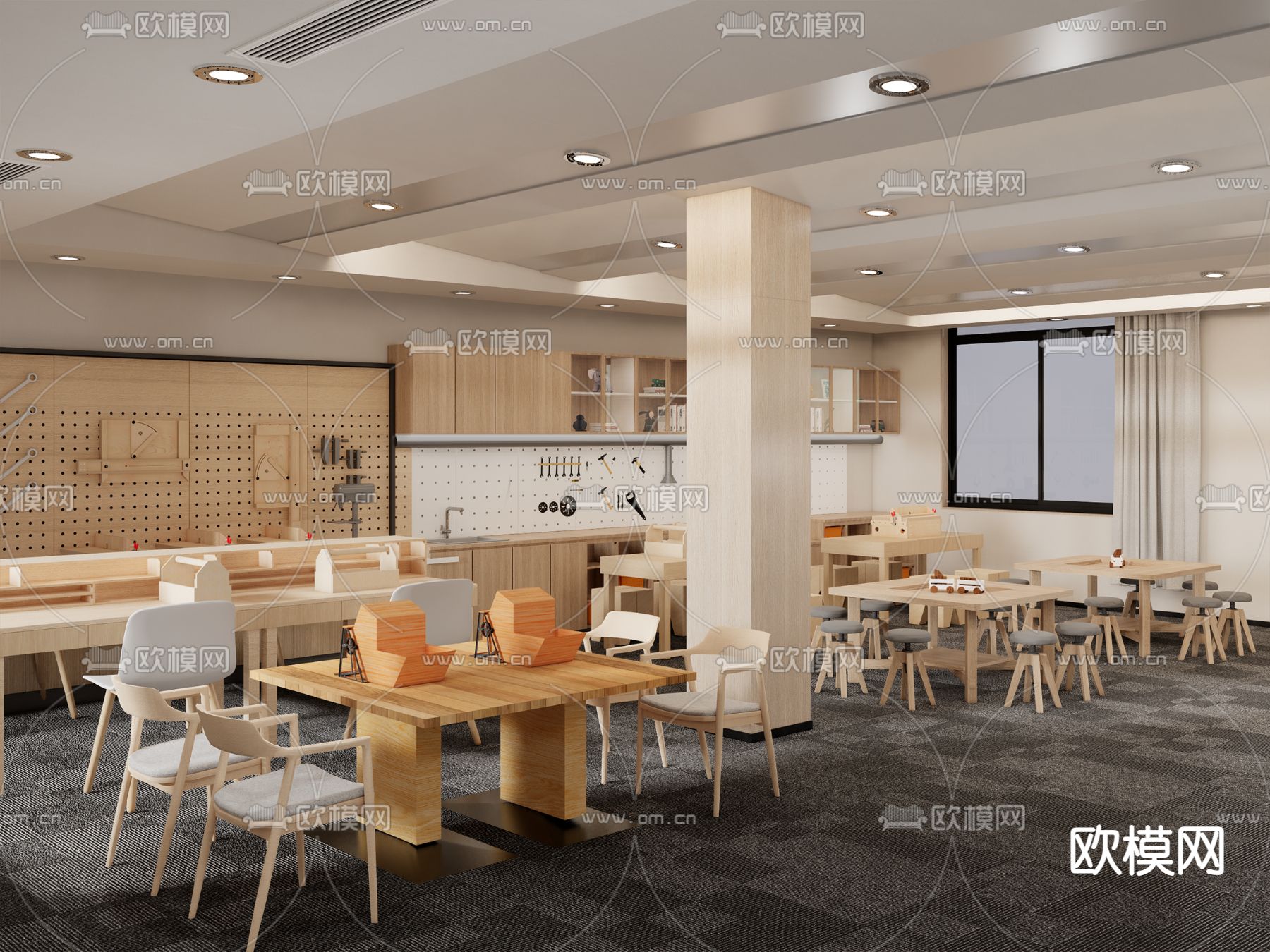 现代手工坊 儿童手工桌椅su模型