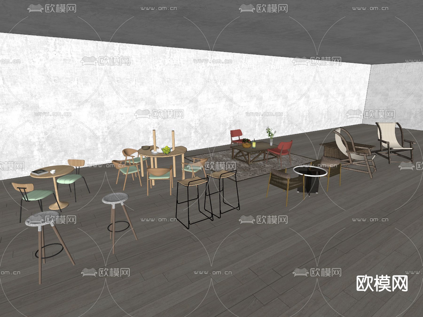 现代休闲桌椅su模型