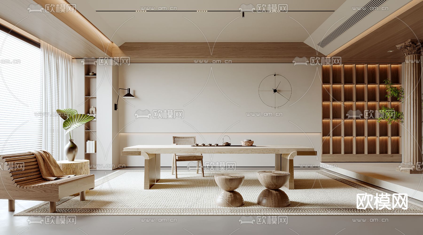 新中式茶室3d模型下载