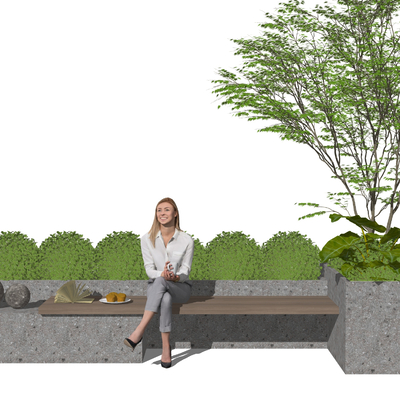  现代景观座椅 户外椅 花池座椅su模型 