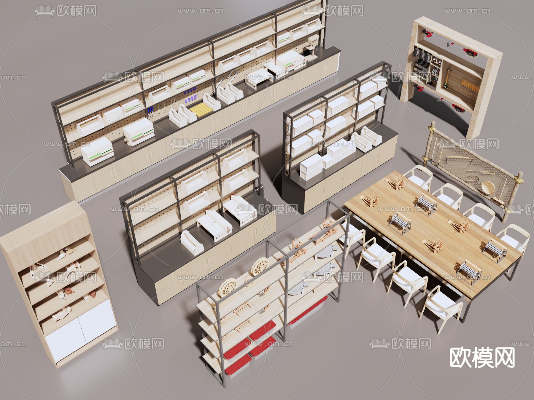 现代文创展柜 商品展柜 展架su模型