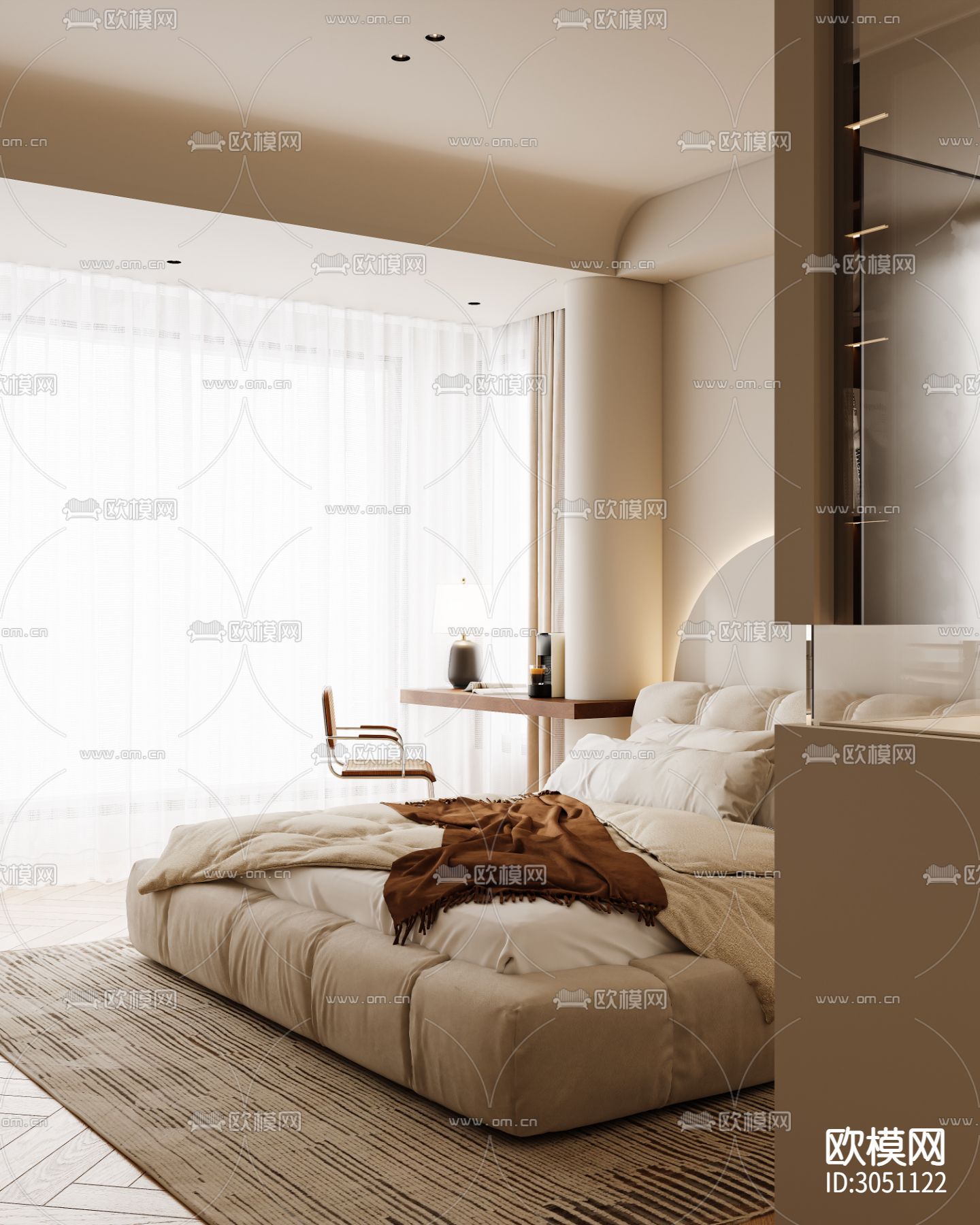 奶油风客厅 平层客餐厅效果图下载（渲染图20）