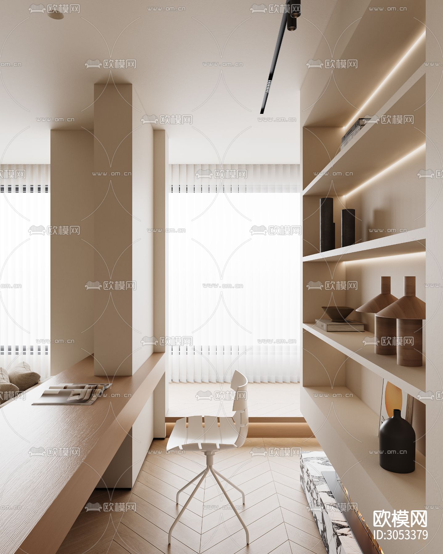 侘寂风客餐厅效果图下载（渲染图5）