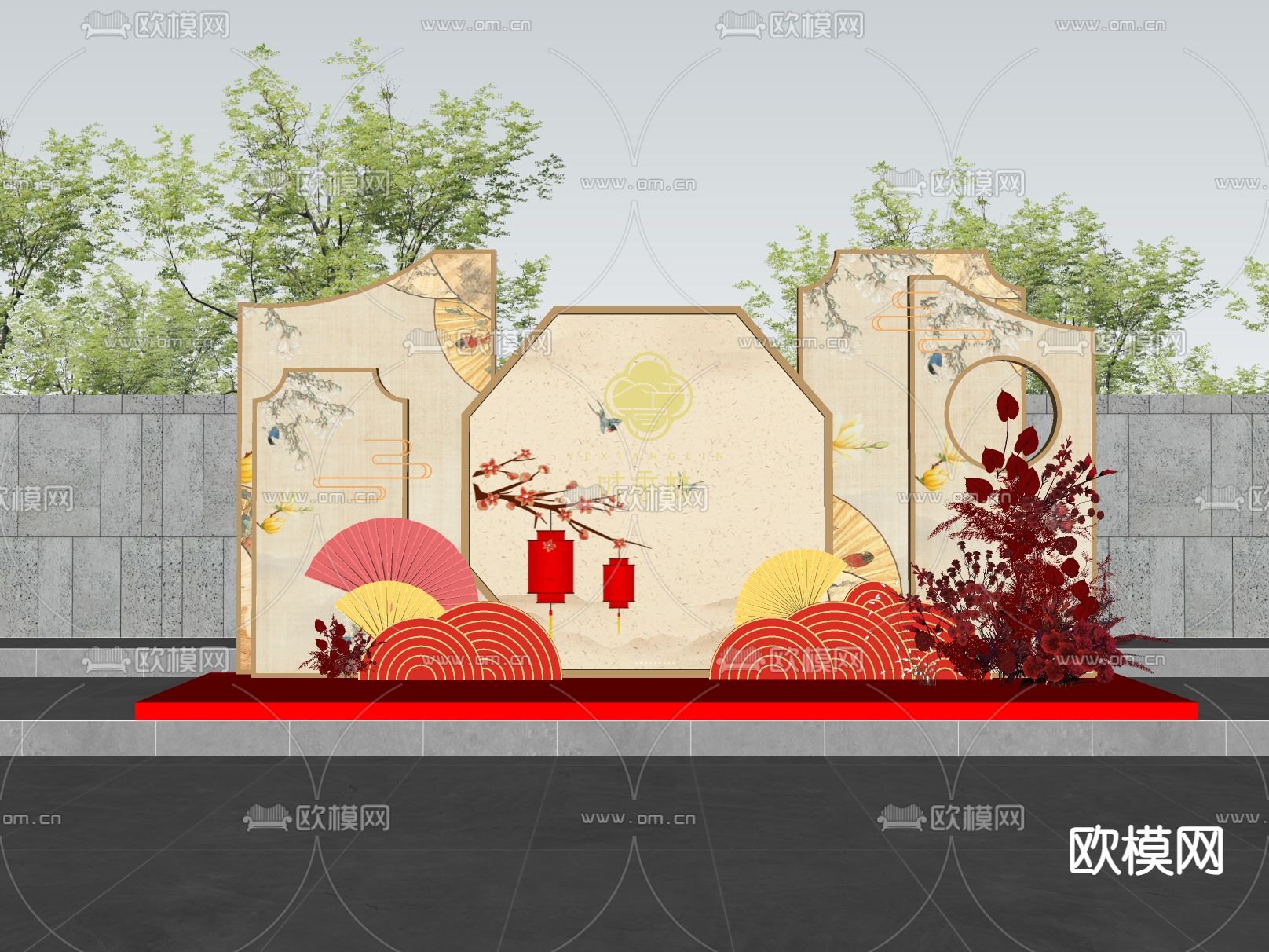 现代商业美陈 打卡点 合影区 DP点su模型