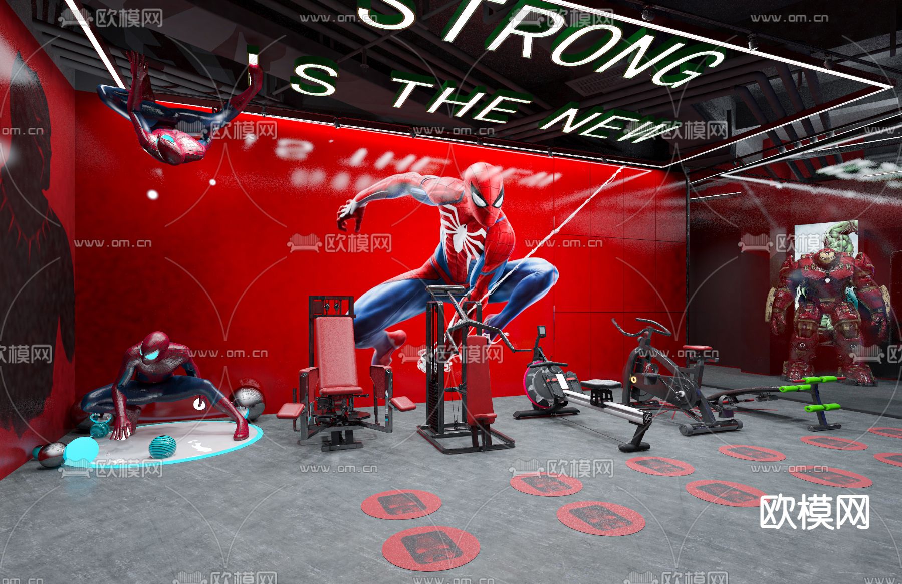 现代健身房su模型下载（渲染图2）