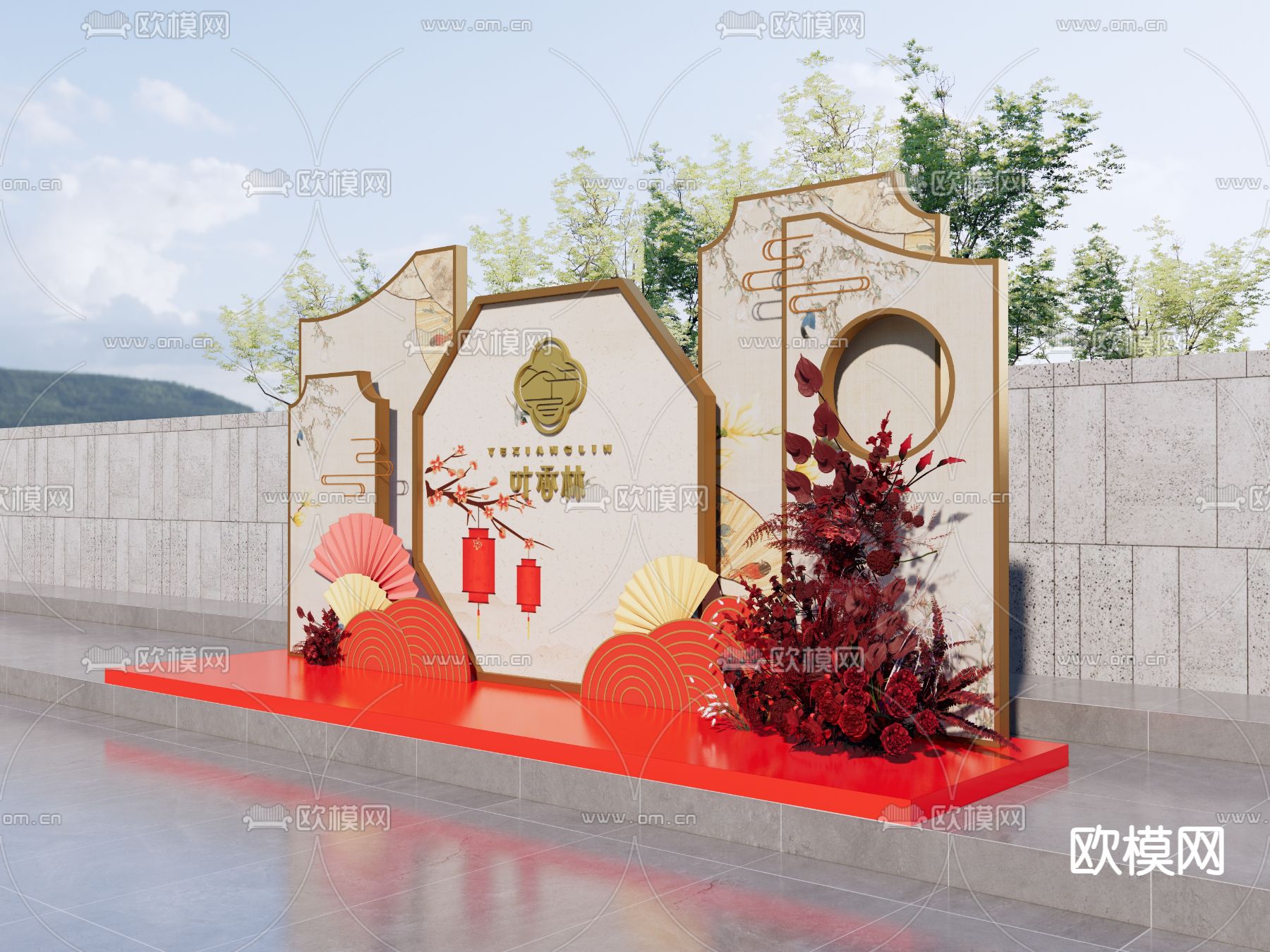 现代商业美陈 打卡点 合影区 DP点su模型