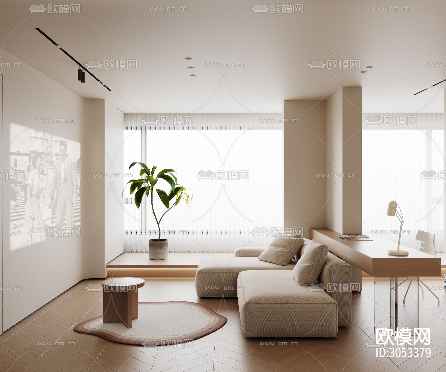 侘寂风客餐厅效果图下载（渲染图3）