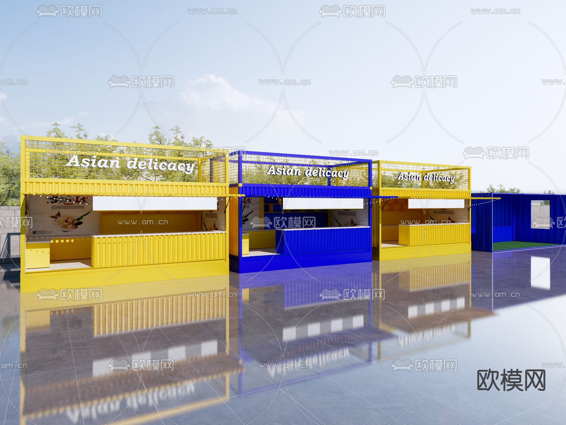 工业风集装箱 餐饮建筑su模型