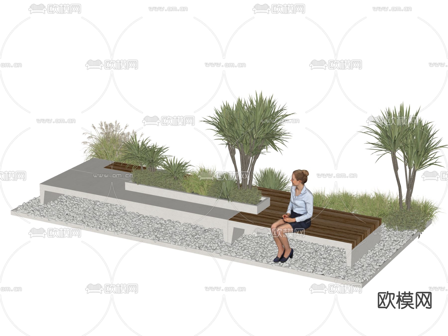 现代景观座椅 树池座椅 户外椅su模型下载