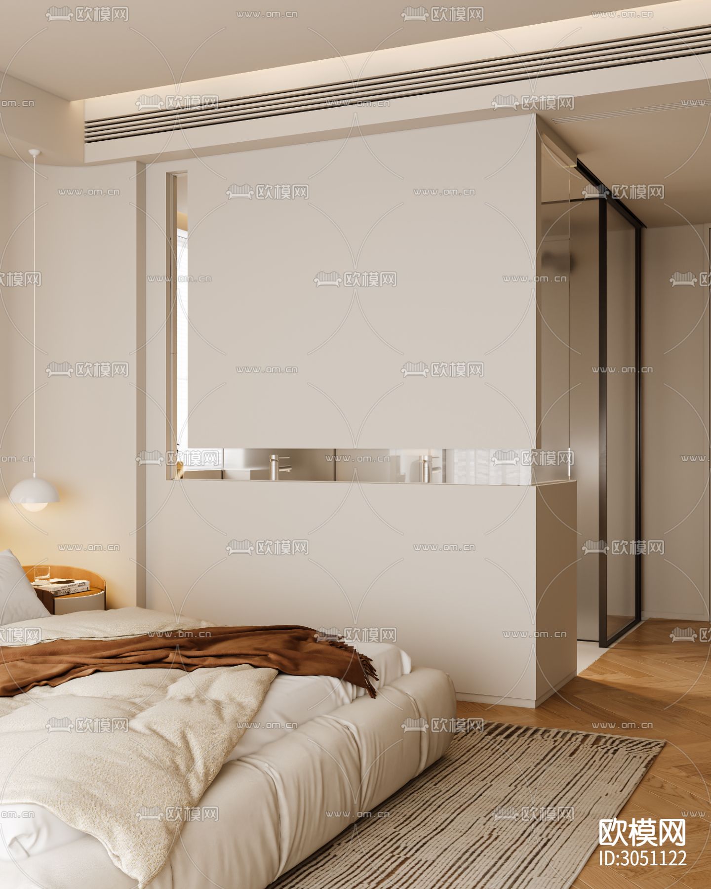 奶油风客厅 平层客餐厅效果图下载（渲染图11）