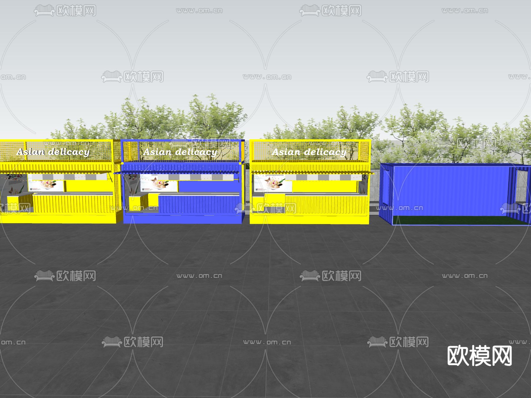 工业风集装箱 餐饮建筑su模型