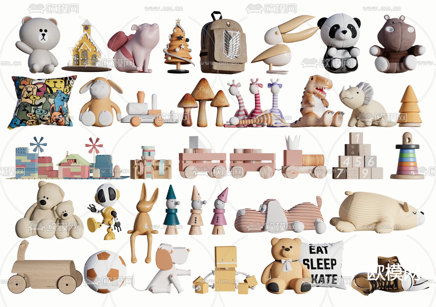 现代儿童玩具 公仔毛绒公仔su模型下载（渲染图2）