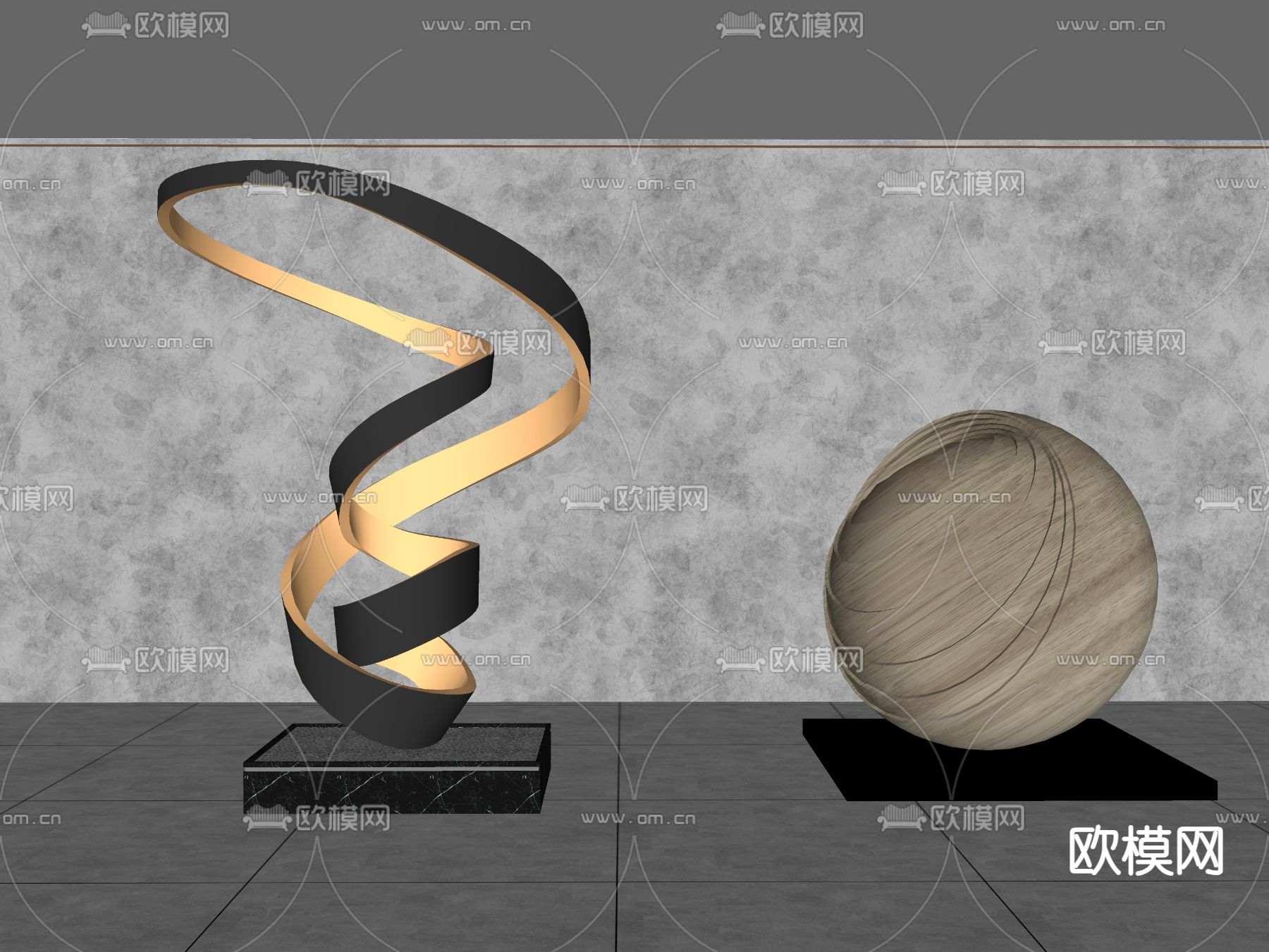 现代雕塑摆件su模型