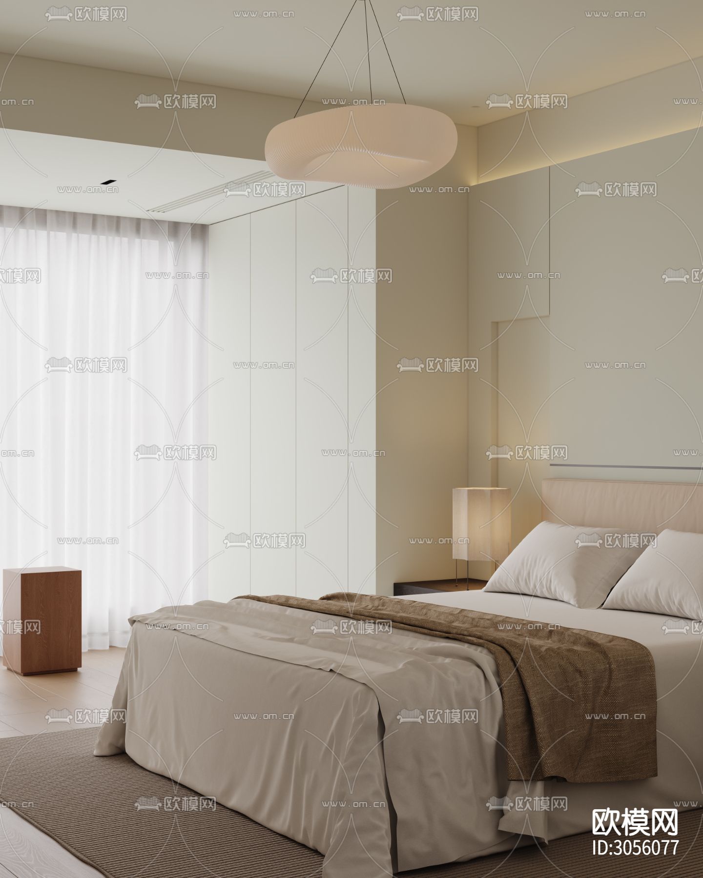 中古风卧室 主卧效果图下载（渲染图3）