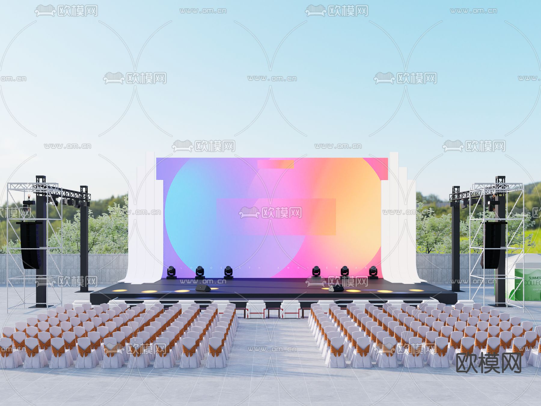 现代户外舞台su模型
