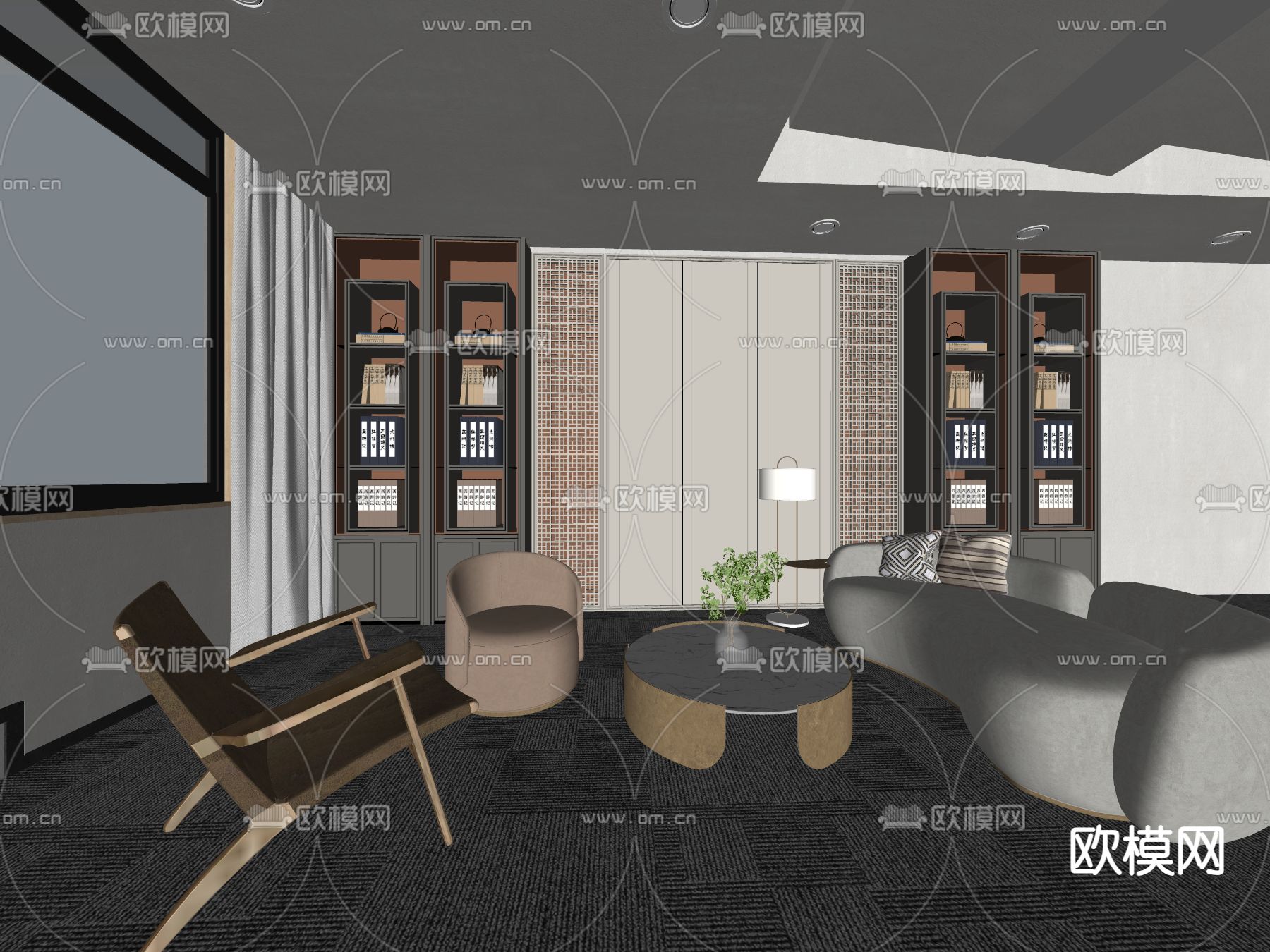 现代休闲组合沙发su模型