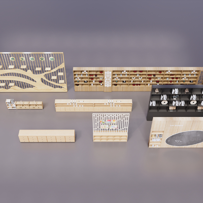 现代展柜 展架su模型