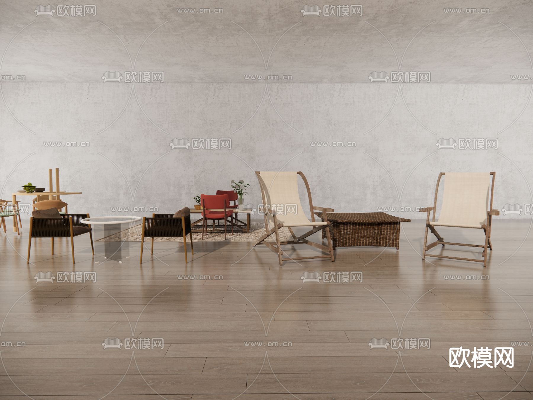 现代休闲桌椅su模型