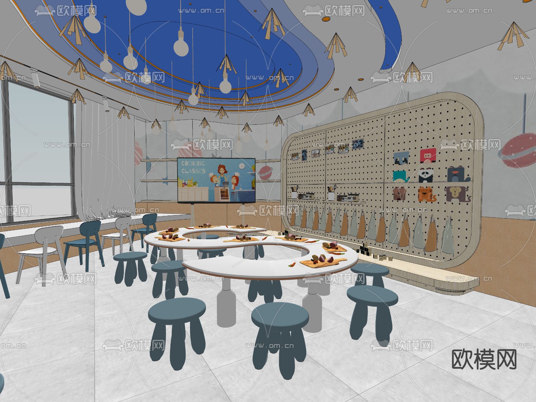 现代幼儿园su模型