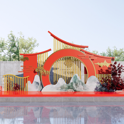 现代商业美陈 打卡点su模型