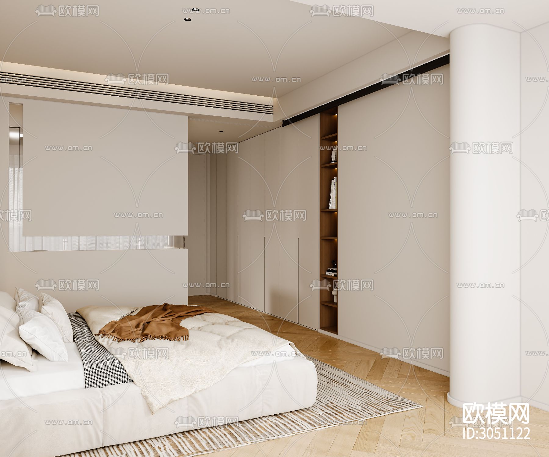 奶油风客厅 平层客餐厅效果图下载（渲染图9）