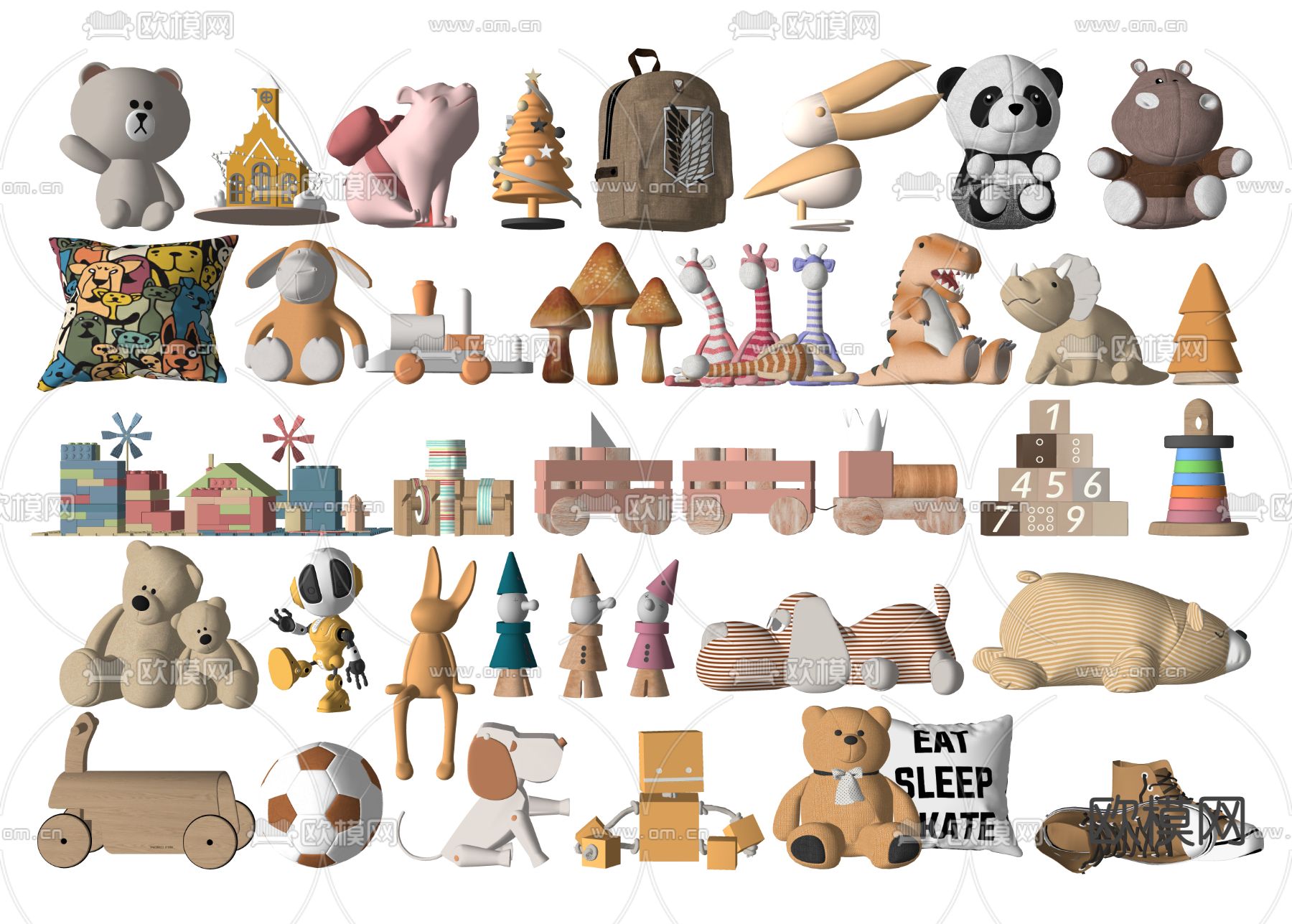 现代儿童玩具 公仔毛绒公仔su模型下载（渲染图1）