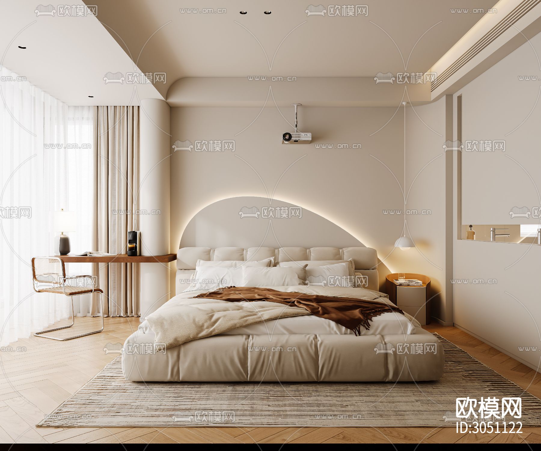 奶油风客厅 平层客餐厅效果图下载（渲染图18）