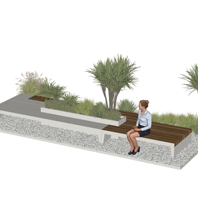  现代景观座椅 树池座椅 户外椅su模型 