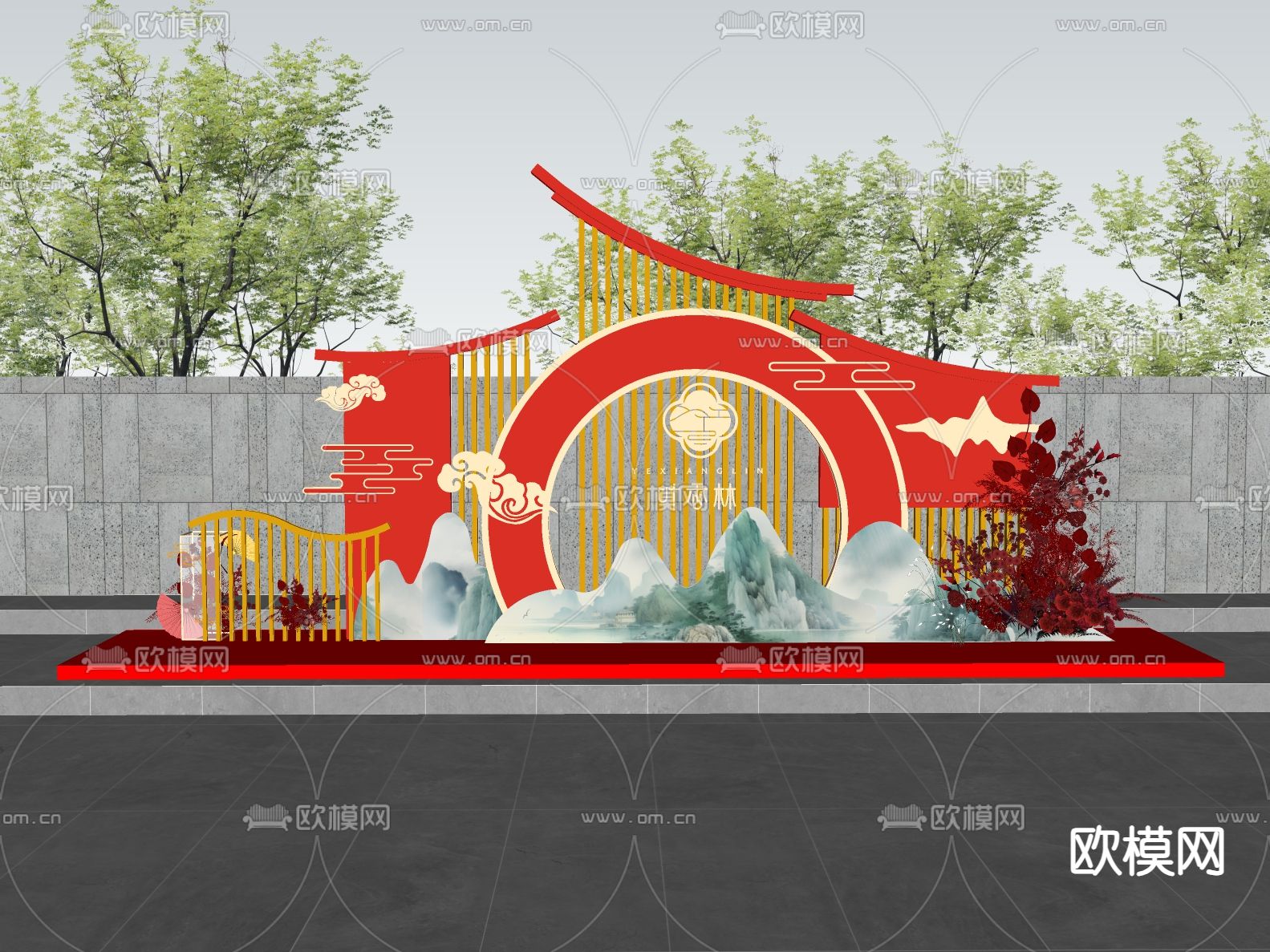 现代商业美陈 打卡点su模型