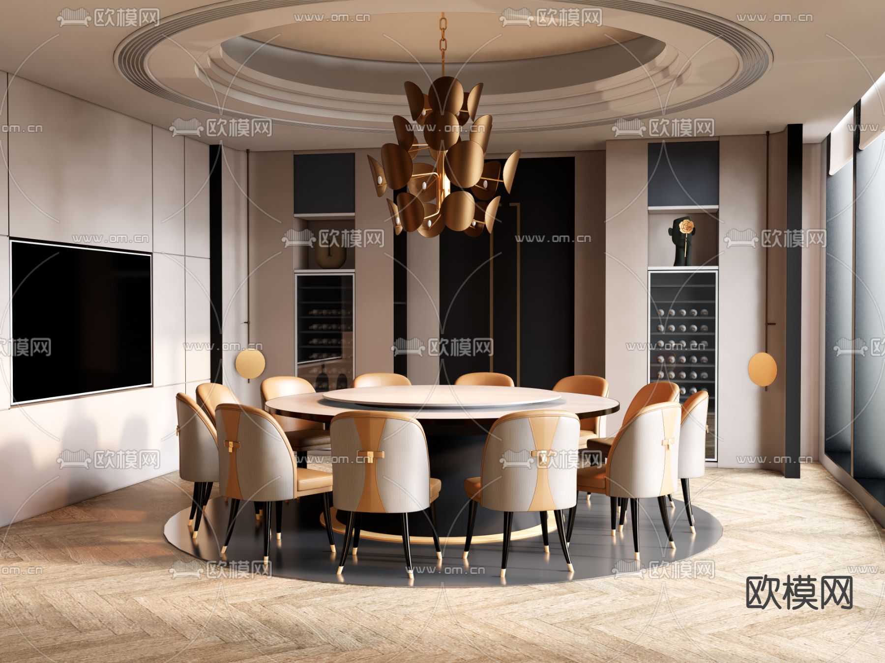 现代餐厅su模型下载（渲染图2）