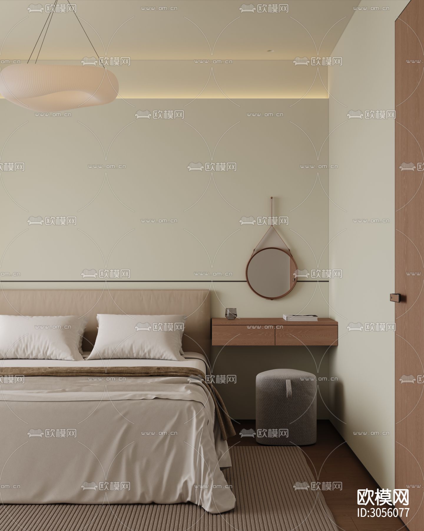 中古风卧室 主卧效果图下载（渲染图2）