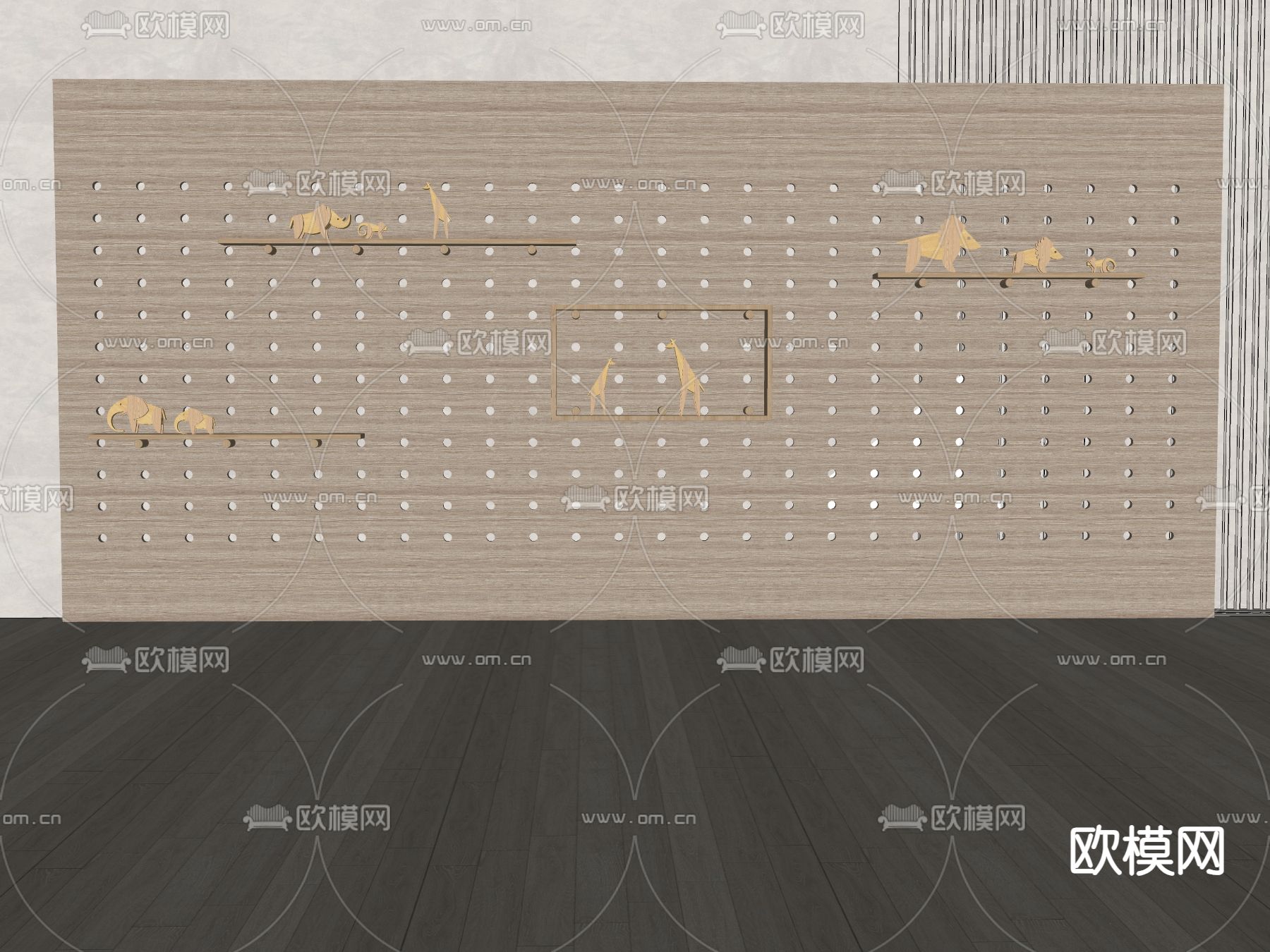 现代置物架 洞洞板置物架su模型