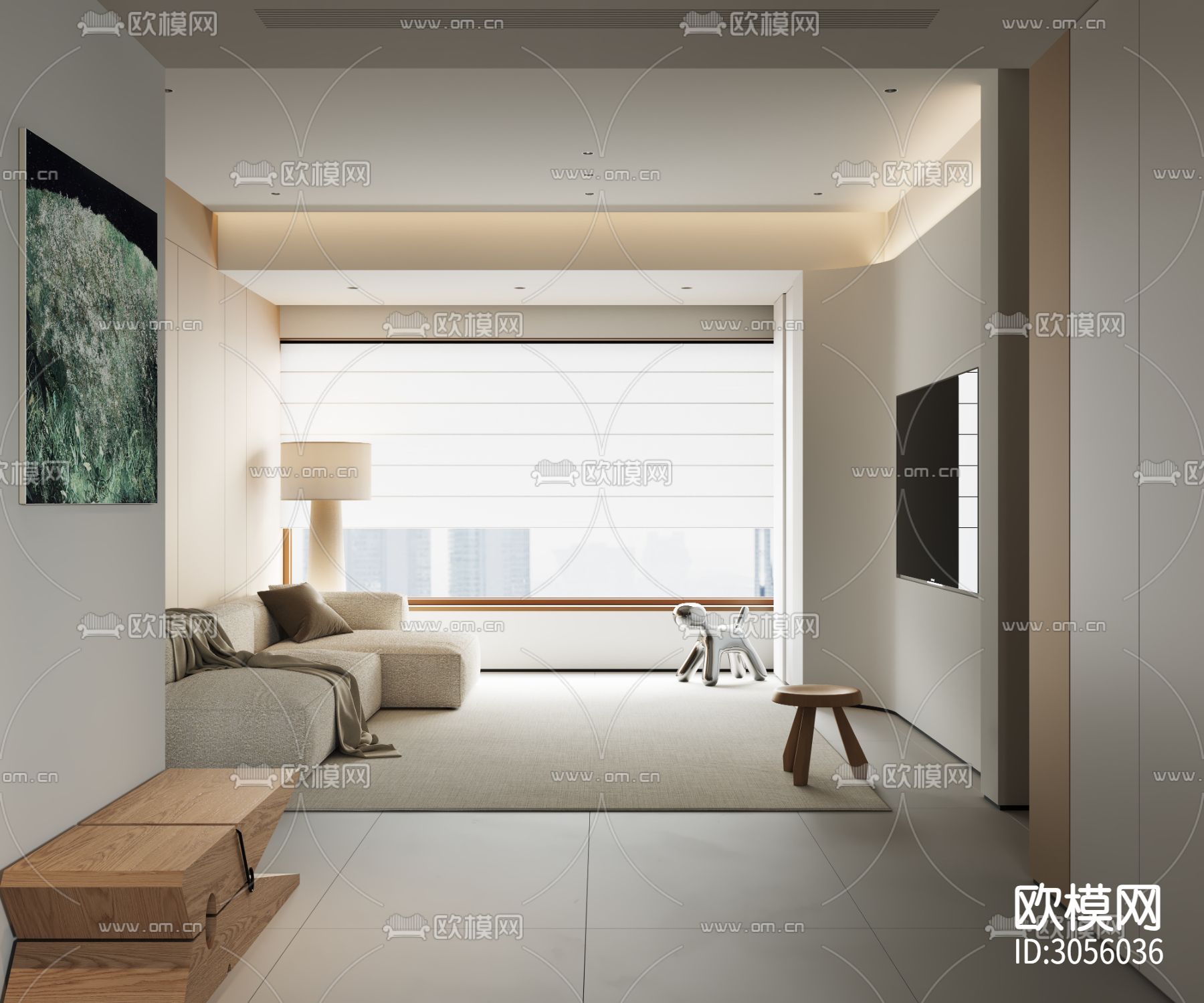 现代客餐厅 厨房效果图下载（渲染图5）