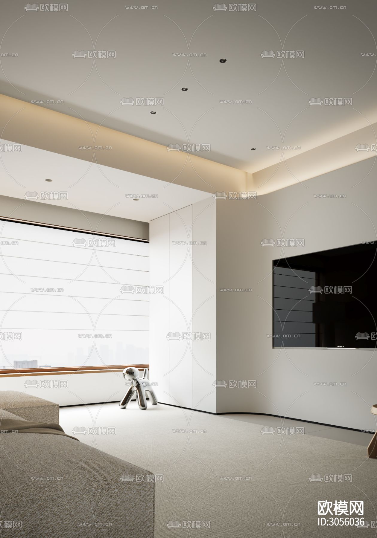 现代客餐厅 厨房效果图下载（渲染图2）