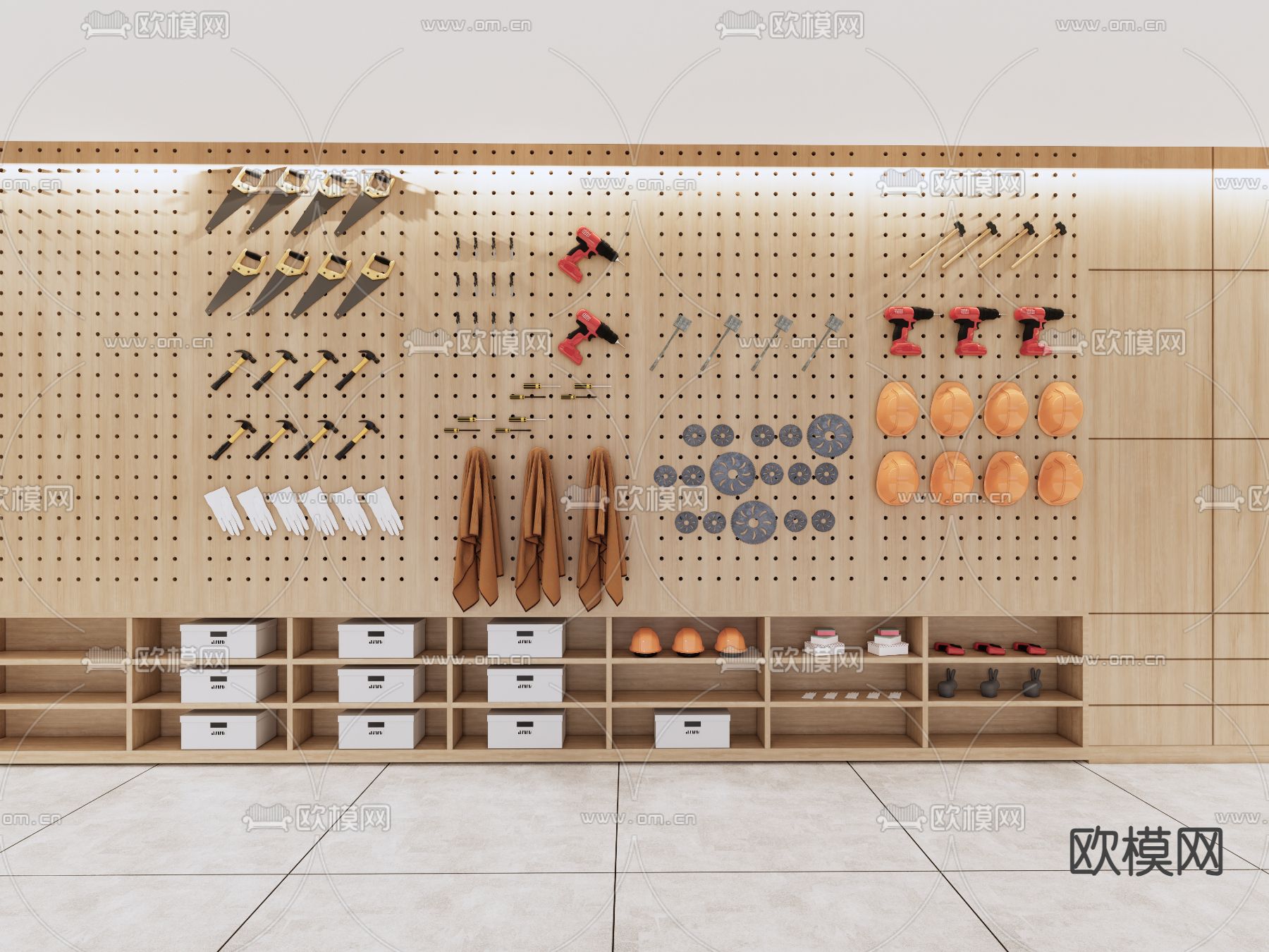 现代工具展示墙 洞洞板su模型