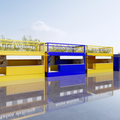 工业风集装箱 餐饮建筑su模型