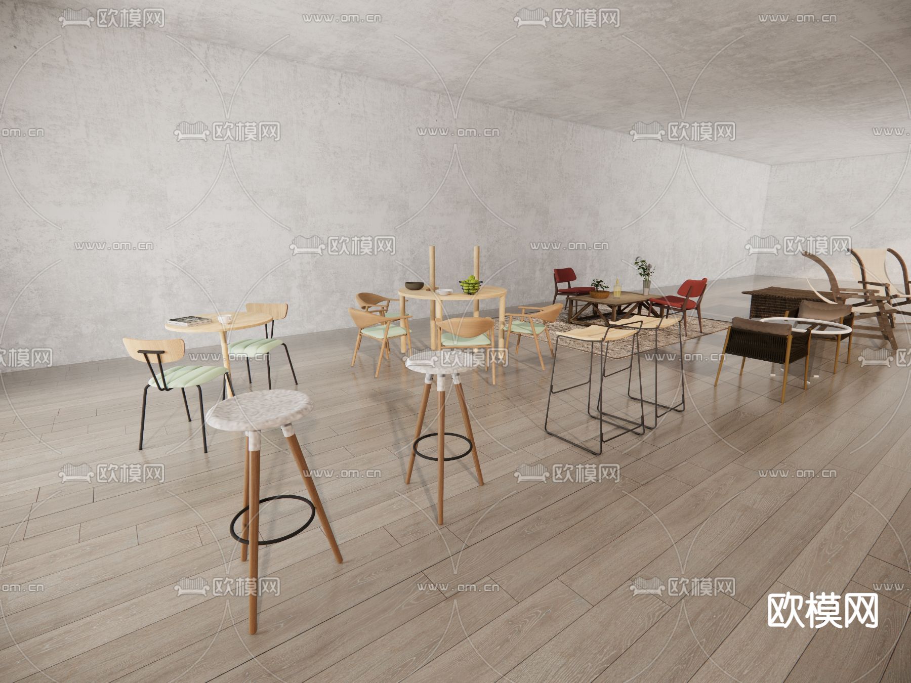 现代休闲桌椅su模型