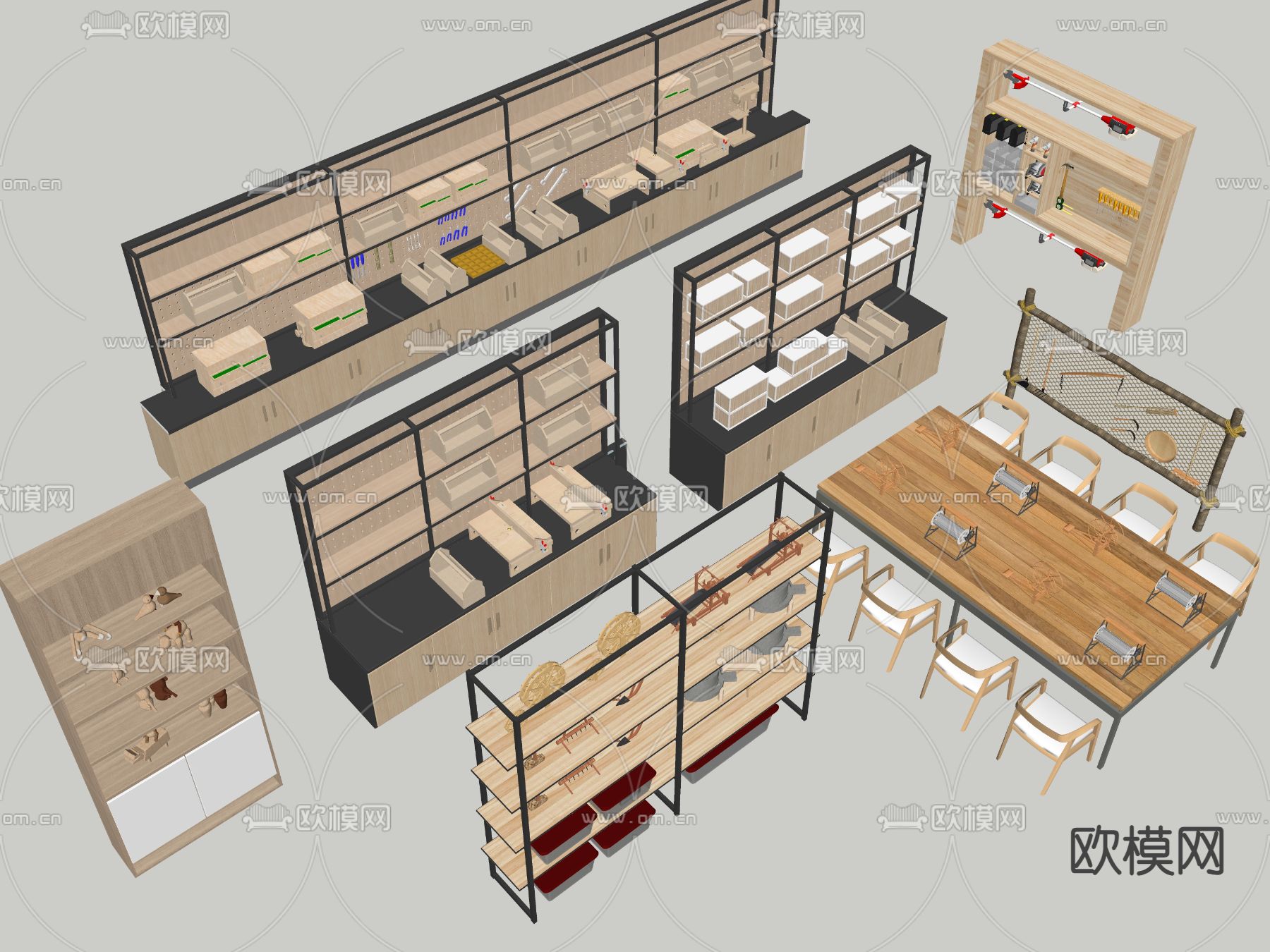 现代文创展柜 商品展柜 展架su模型