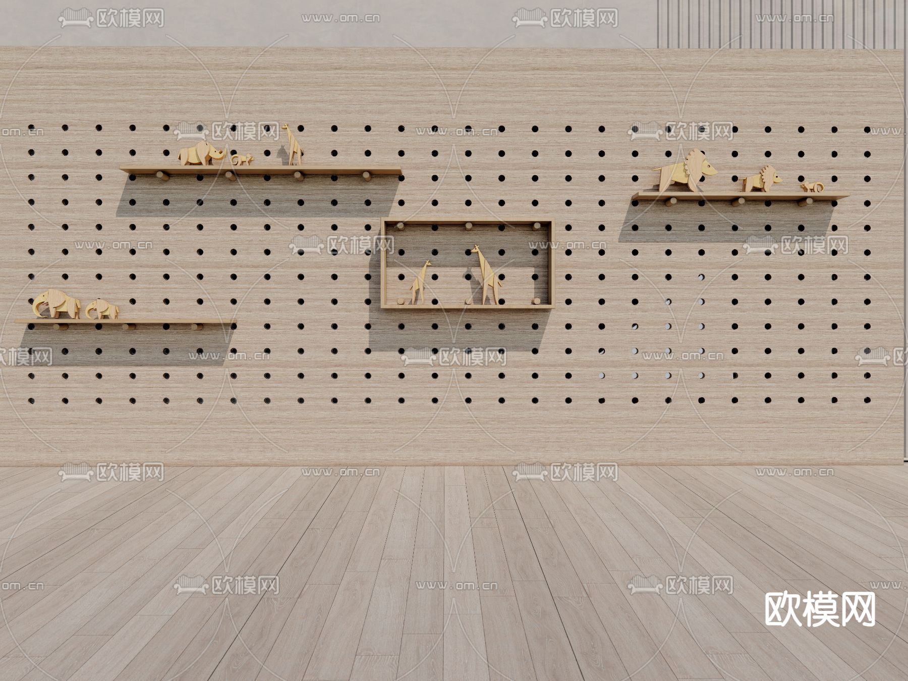 现代置物架 洞洞板置物架su模型