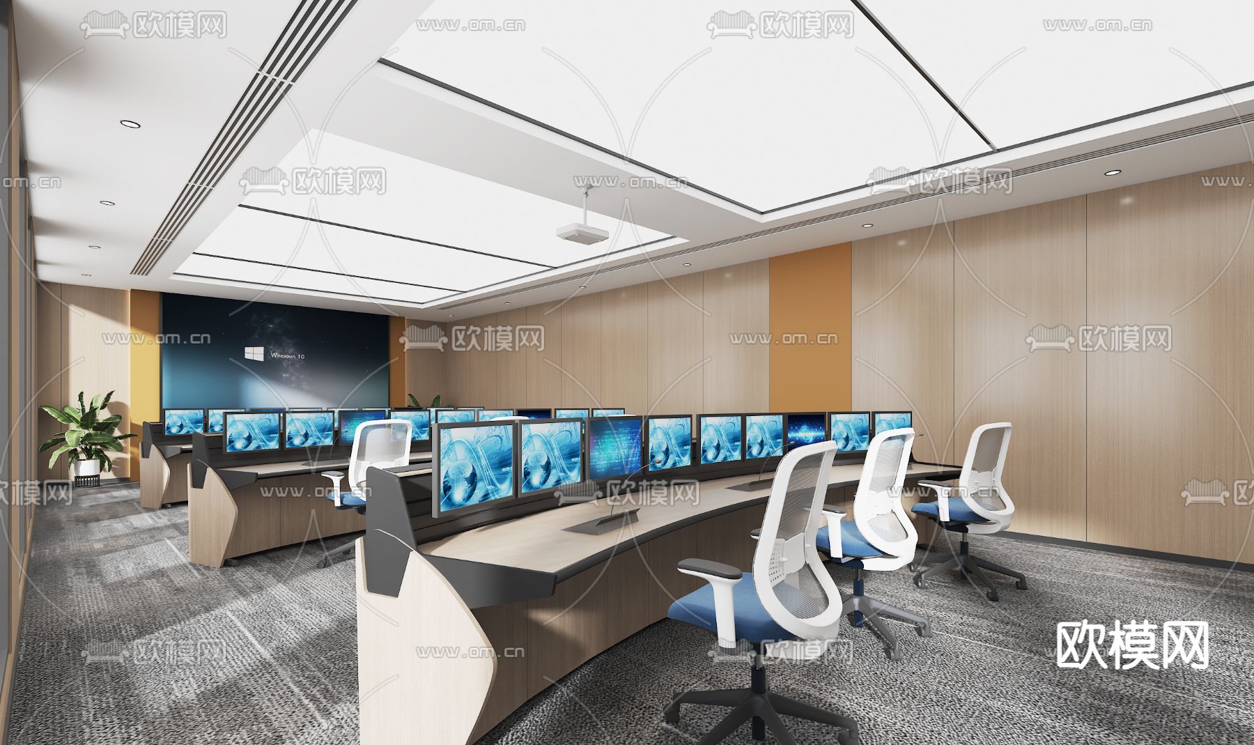 监控指挥室3d模型下载