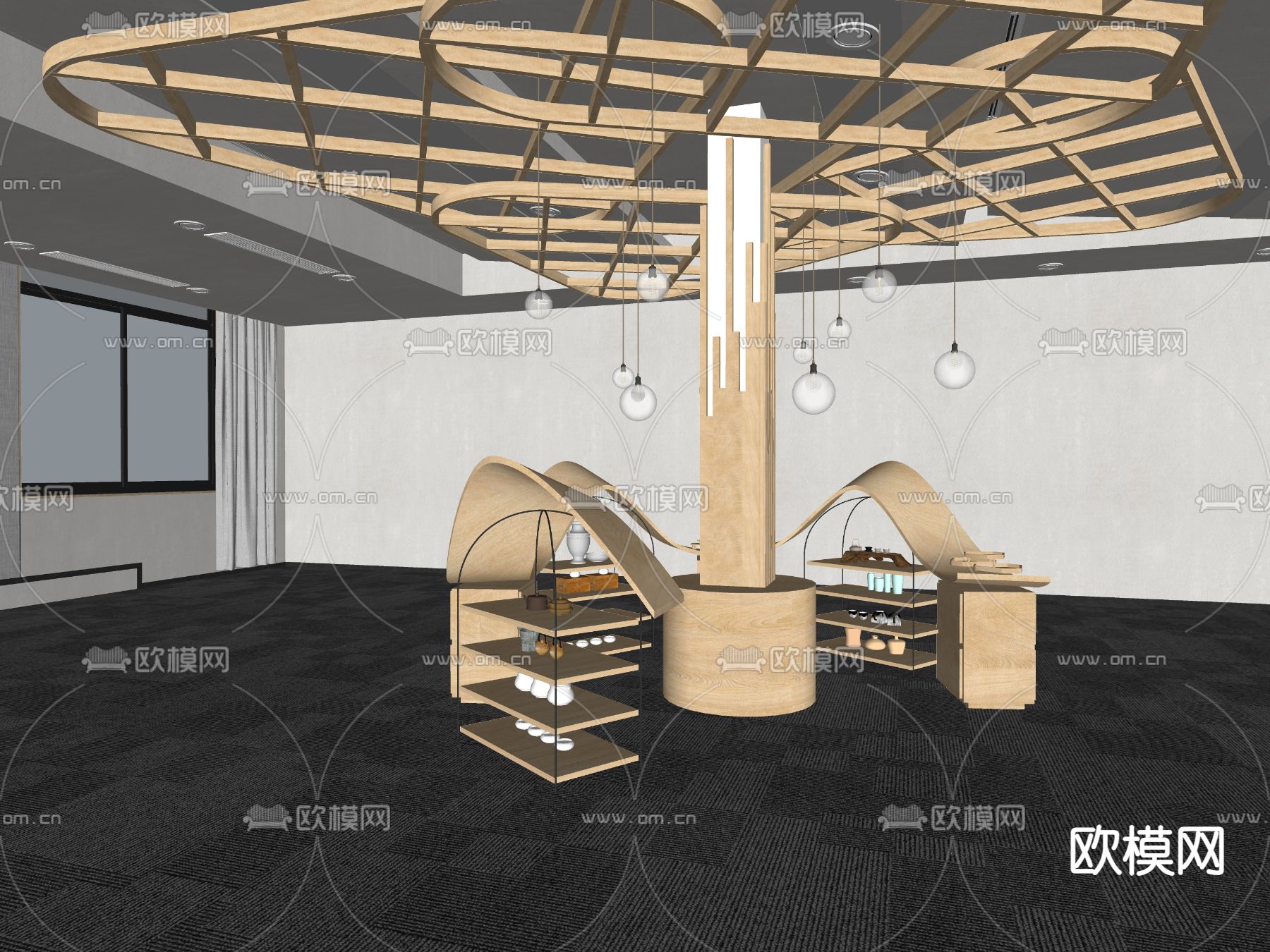 现代文创产品展架 文创展台su模型