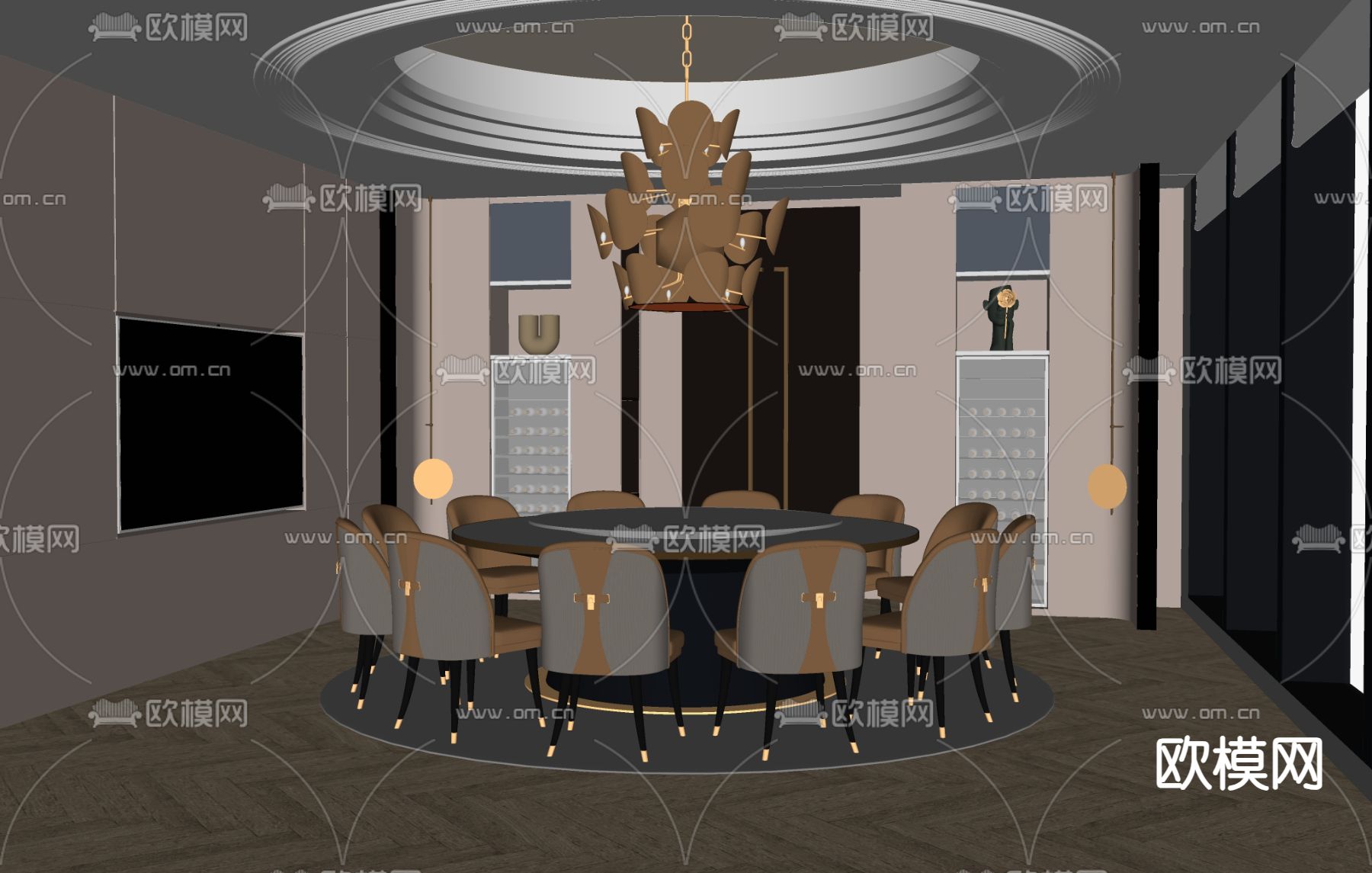 现代餐厅su模型下载（渲染图1）