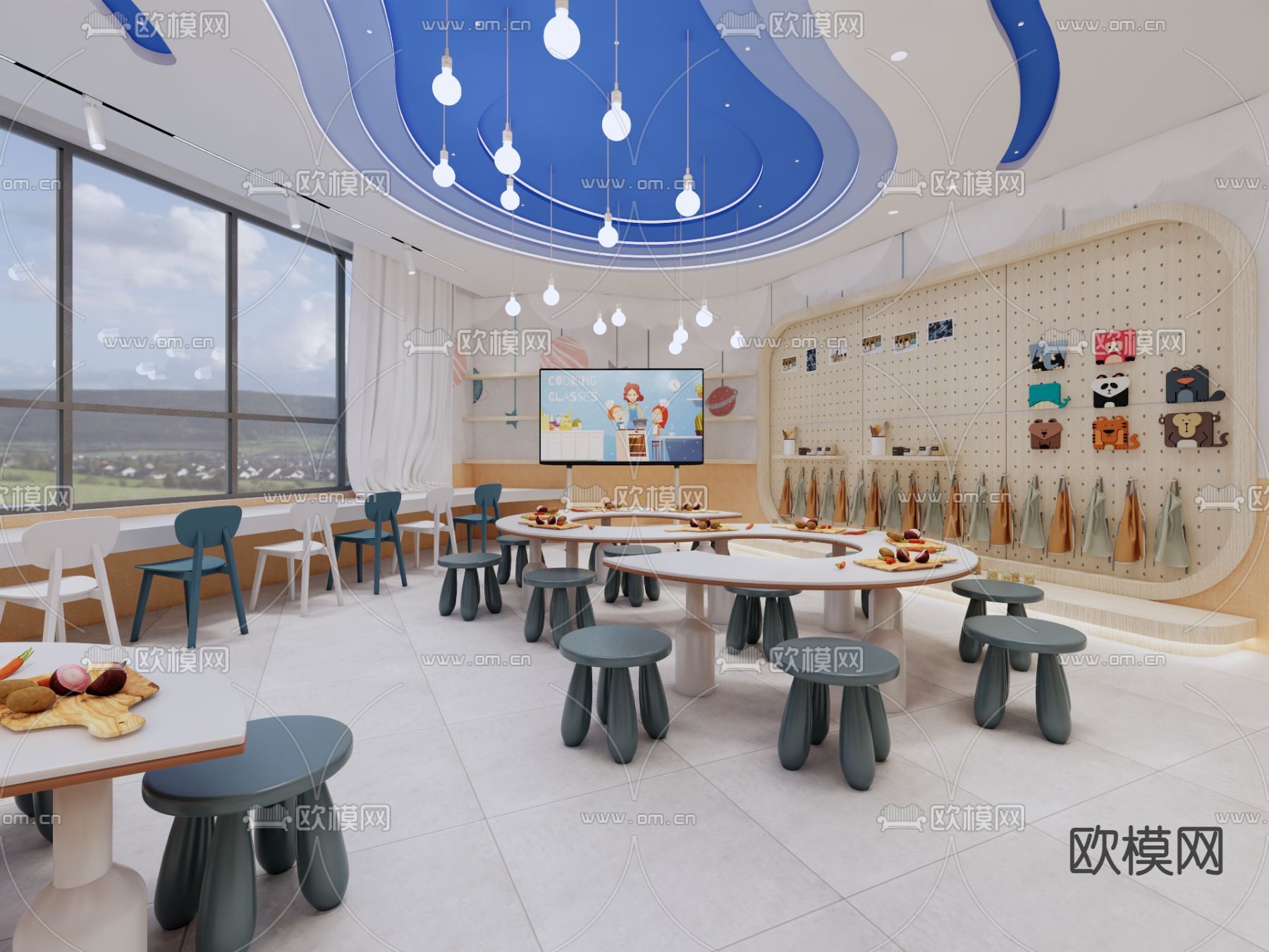 现代幼儿园su模型