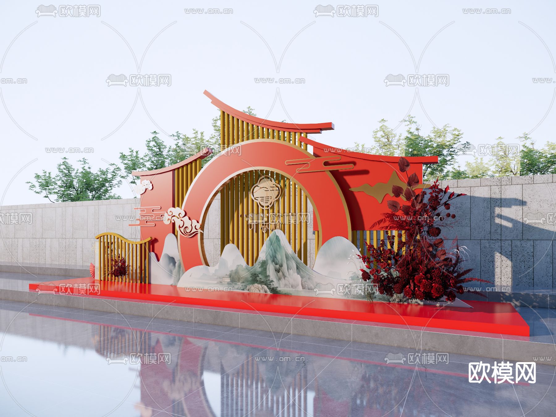 现代商业美陈 打卡点su模型