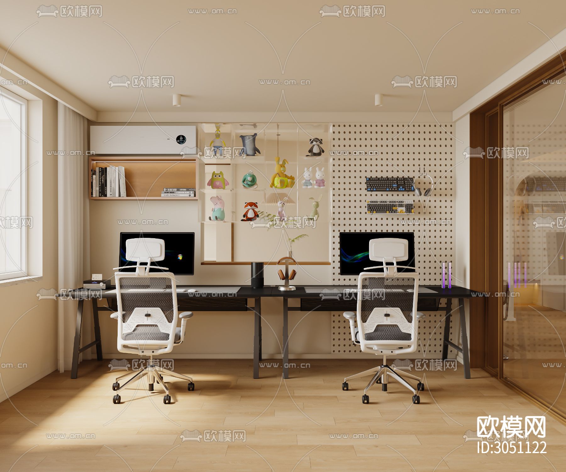 奶油风客厅 平层客餐厅效果图下载（渲染图4）