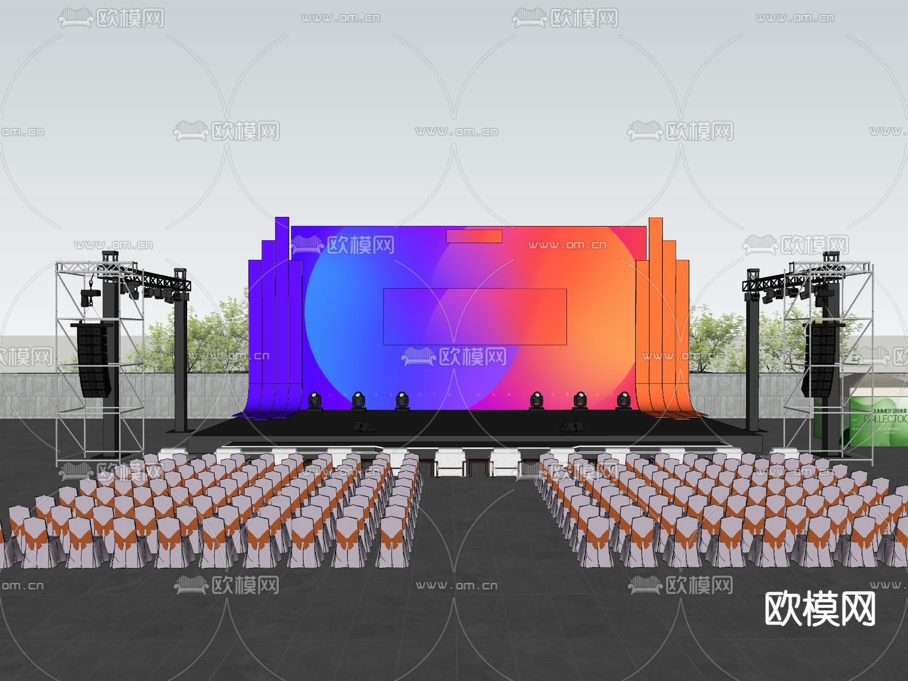 现代户外舞台su模型