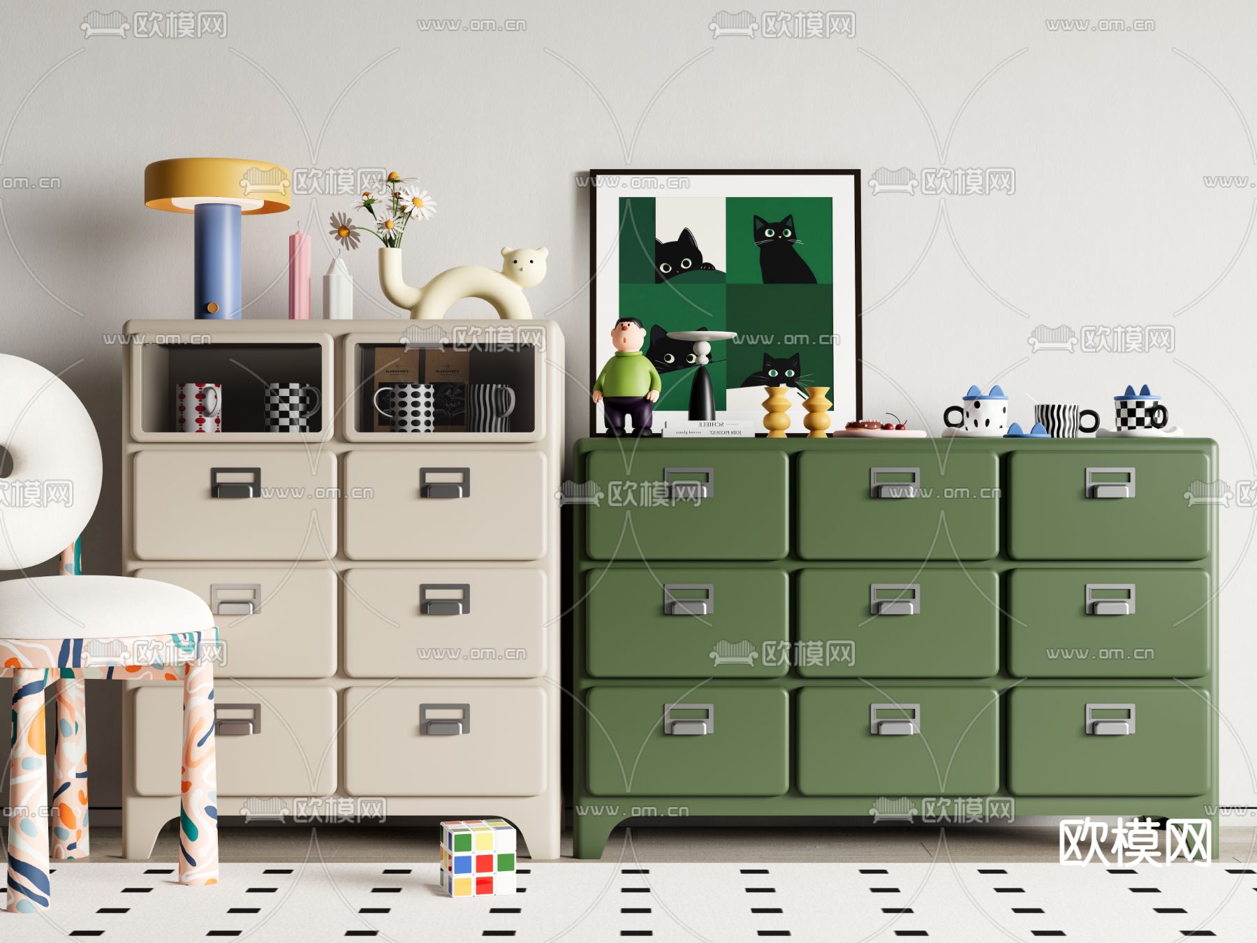 Dulton 边柜 斗柜 抽屉柜3d模型下载