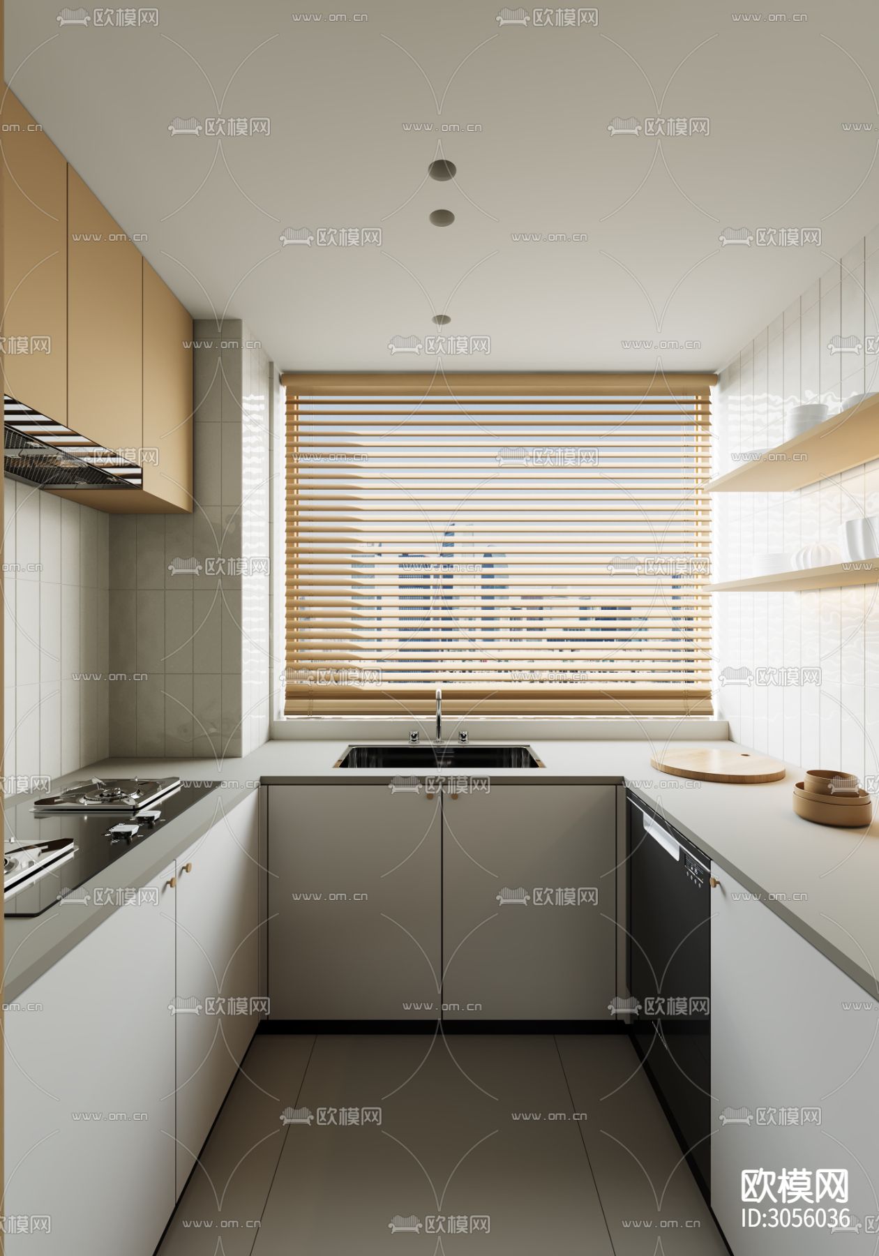 现代客餐厅 厨房效果图下载（渲染图8）